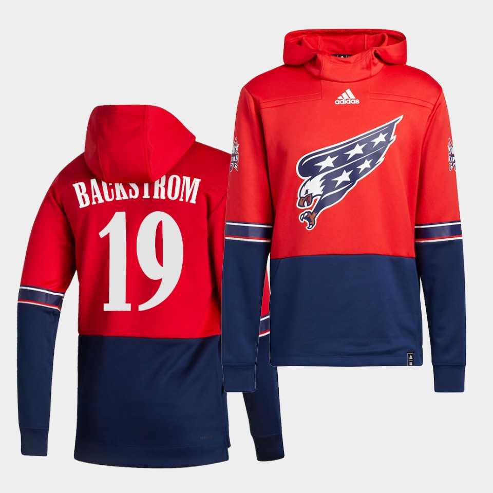 Men Washington Capitals 19 Backsirom Red NHL 2021 Adidas Pullover Hoodie Jersey